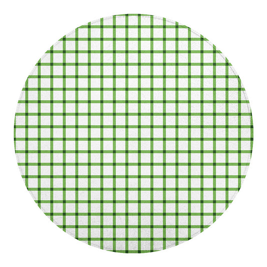 Green Tattersall Pattern Print Round Blanket
