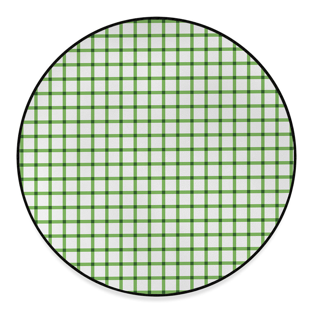 Green Tattersall Pattern Print Round Floor Mat