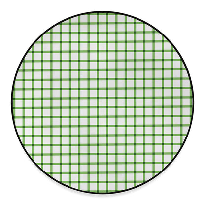 Green Tattersall Pattern Print Round Floor Mat