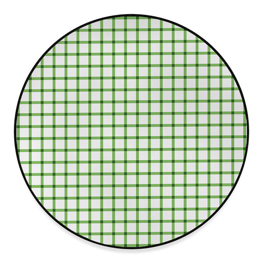 Green Tattersall Pattern Print Round Floor Mat