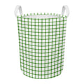 Green Tattersall Pattern Print Round Laundry Basket