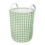 Green Tattersall Pattern Print Round Laundry Basket