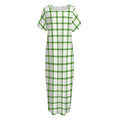 Green Tattersall Pattern Print Short Sleeve Long Nightdress
