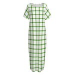 Green Tattersall Pattern Print Short Sleeve Long Nightdress