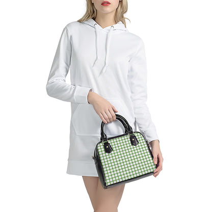 Green Tattersall Pattern Print Shoulder Handbag