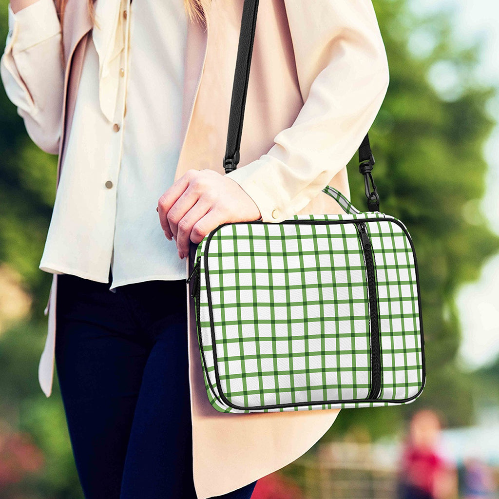 Green Tattersall Pattern Print Shoulder Strap Bible Bag