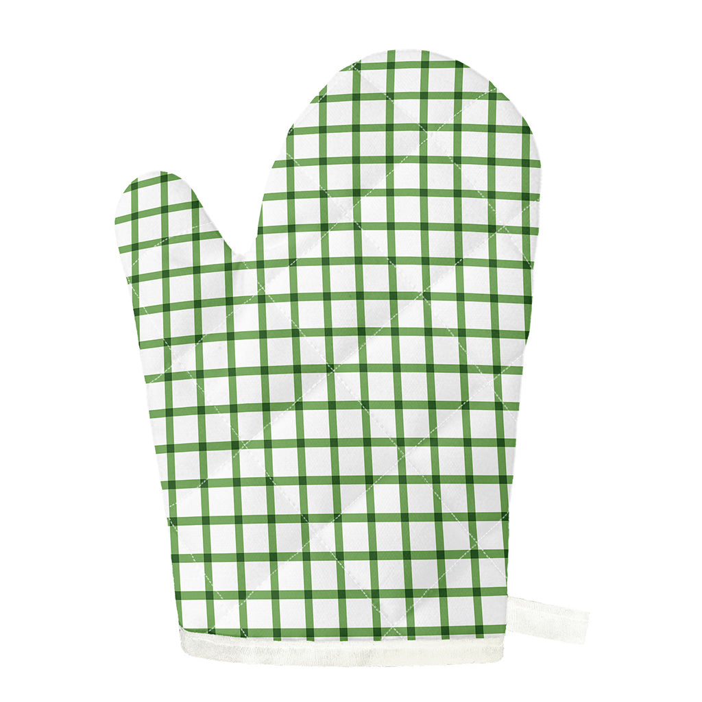Green Tattersall Pattern Print Single Oven Mitt