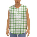 Green Tattersall Pattern Print Sleeveless Baseball Jersey