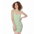 Green Tattersall Pattern Print Sleeveless Bodycon Dress