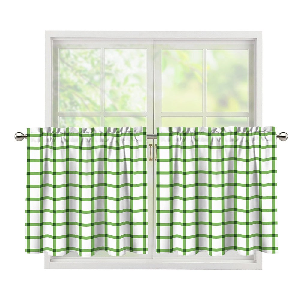 Green Tattersall Pattern Print Tier Curtains