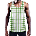 Green Tattersall Pattern Print Men's Workout Tank Top