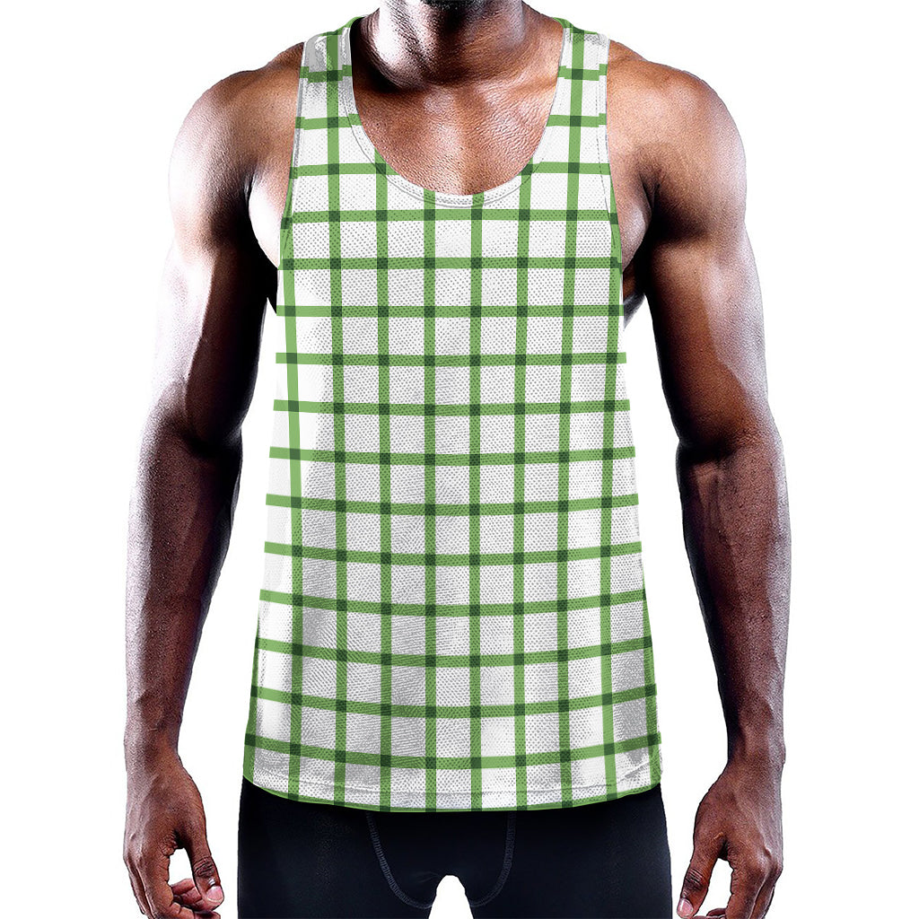 Green Tattersall Pattern Print Training Tank Top
