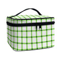 Green Tattersall Pattern Print Travel Makeup Bag