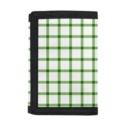 Green Tattersall Pattern Print Trifold Wallet