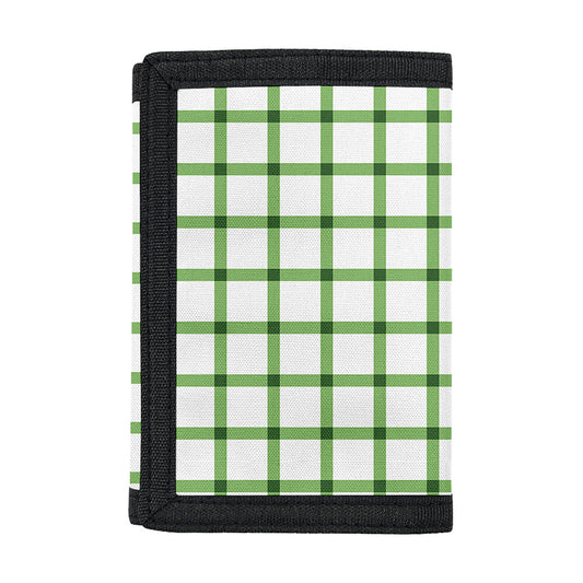 Green Tattersall Pattern Print Trifold Wallet