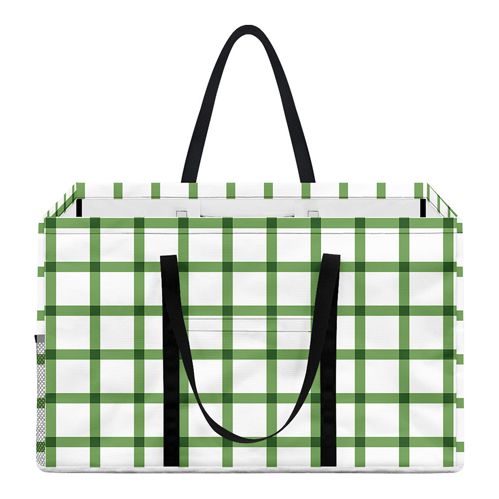 Green Tattersall Pattern Print Utility Tote Bag
