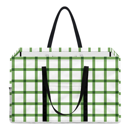 Green Tattersall Pattern Print Utility Tote Bag