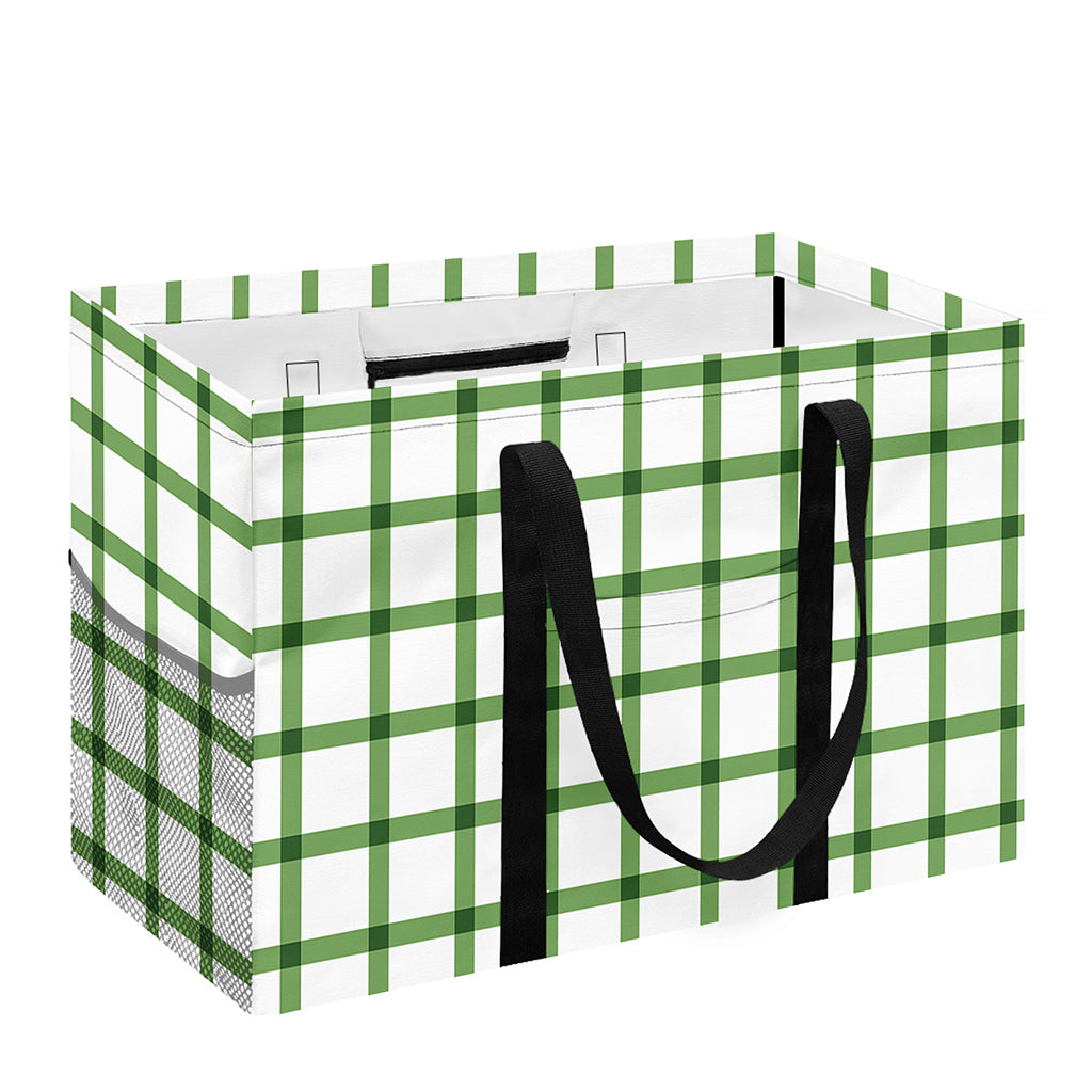 Green Tattersall Pattern Print Utility Tote Bag