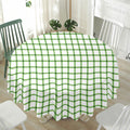 Green Tattersall Pattern Print Waterproof Round Tablecloth