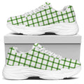 Green Tattersall Pattern Print White Chunky Shoes