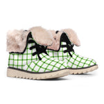 Green Tattersall Pattern Print Winter Boots