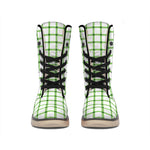 Green Tattersall Pattern Print Winter Boots