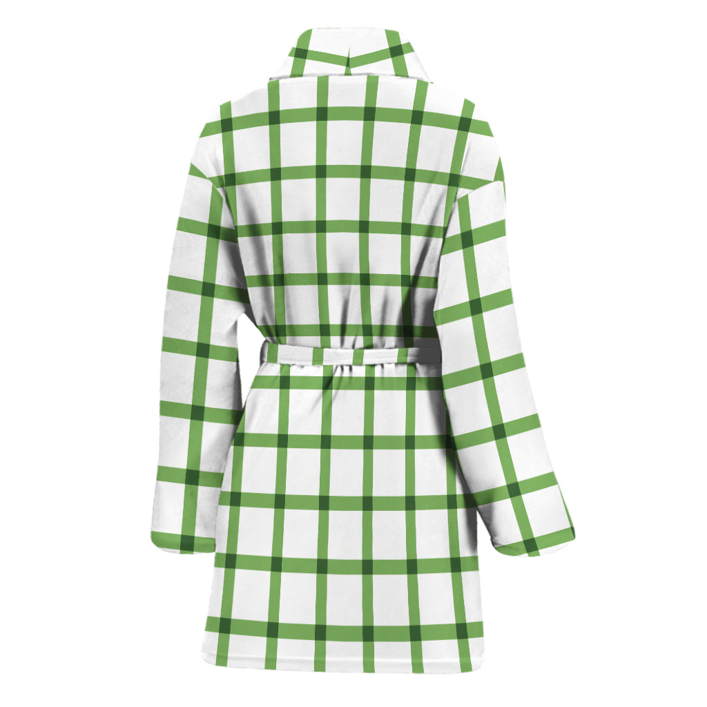 Green Tattersall Pattern Print Women's Bathrobe