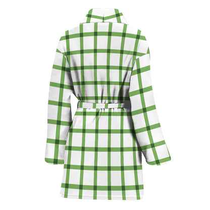 Green Tattersall Pattern Print Women's Bathrobe