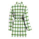 Green Tattersall Pattern Print Women's Bathrobe
