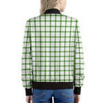 Green Tattersall Pattern Print Women's Bomber Jacket