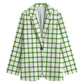 Green Tattersall Pattern Print Women's Cotton Blazer