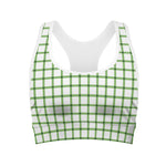 Green Tattersall Pattern Print Women's Sports Bra