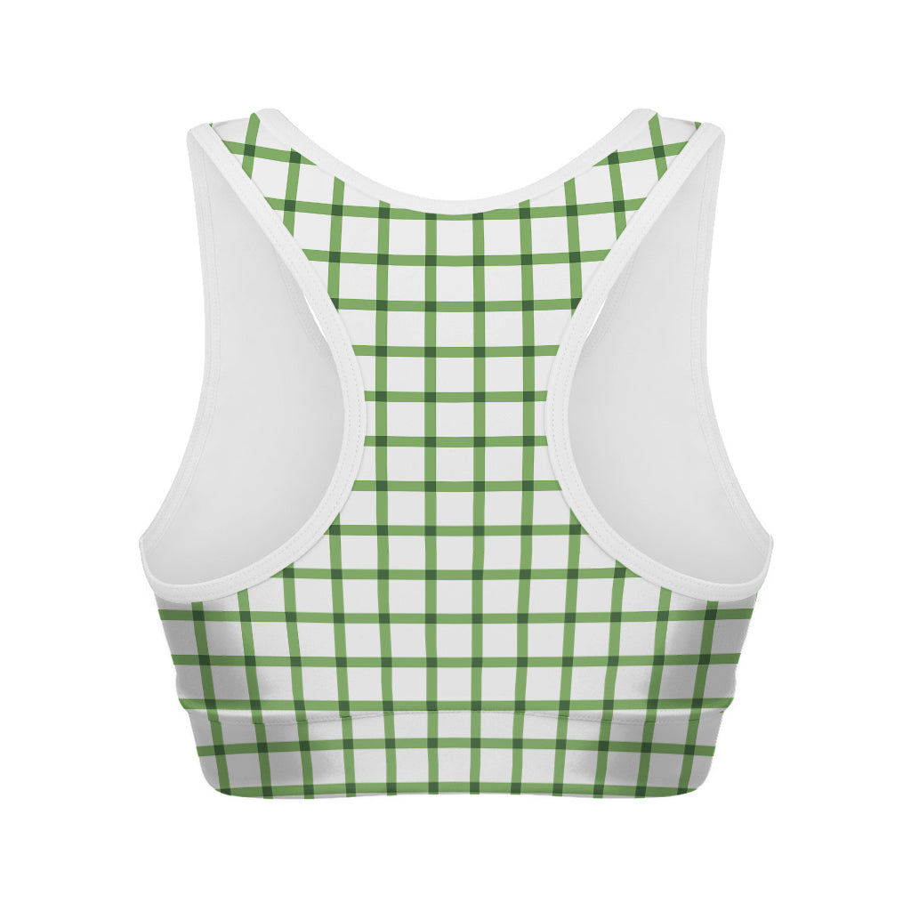 Green Tattersall Pattern Print Women's Sports Bra