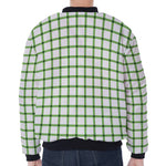 Green Tattersall Pattern Print Zip Sleeve Bomber Jacket
