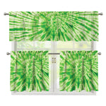 Green Tie Dye Print 3 Piece Kitchen Curtains