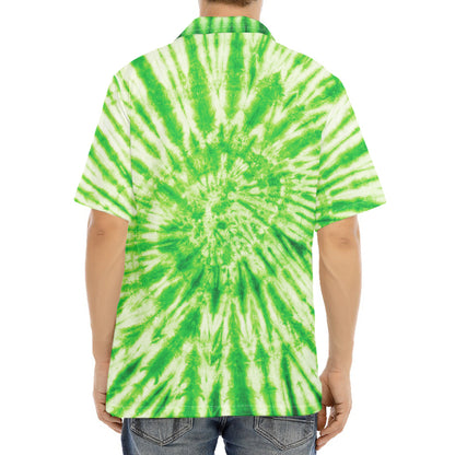 Green Tie Dye Print Aloha Shirt