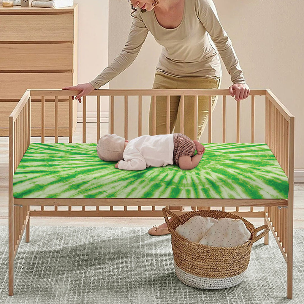 Green Tie Dye Print Baby Crib Sheet