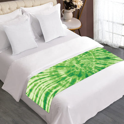 Green Tie Dye Print Bed Runner