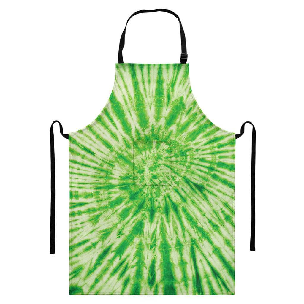 Green Tie Dye Print Bib Apron With Pocket