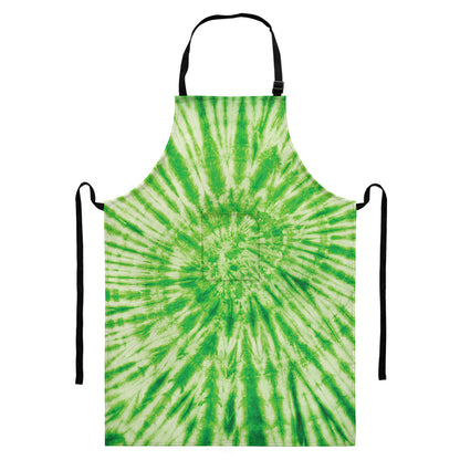 Green Tie Dye Print Bib Apron With Pocket