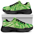 Green Tie Dye Print Black Chunky Shoes