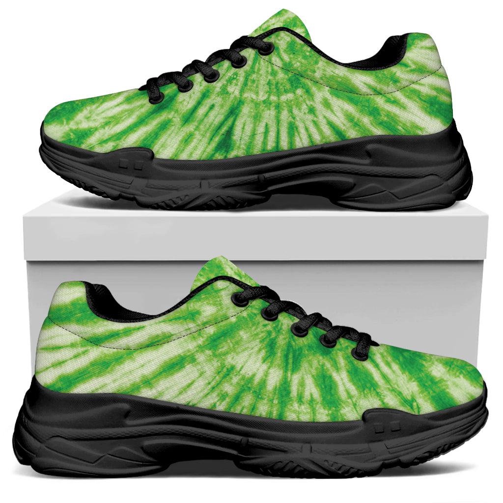 Green Tie Dye Print Black Chunky Shoes