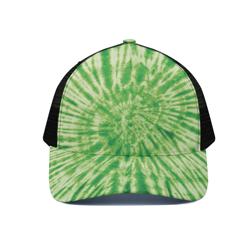 Green Tie Dye Print Black Mesh Trucker Cap