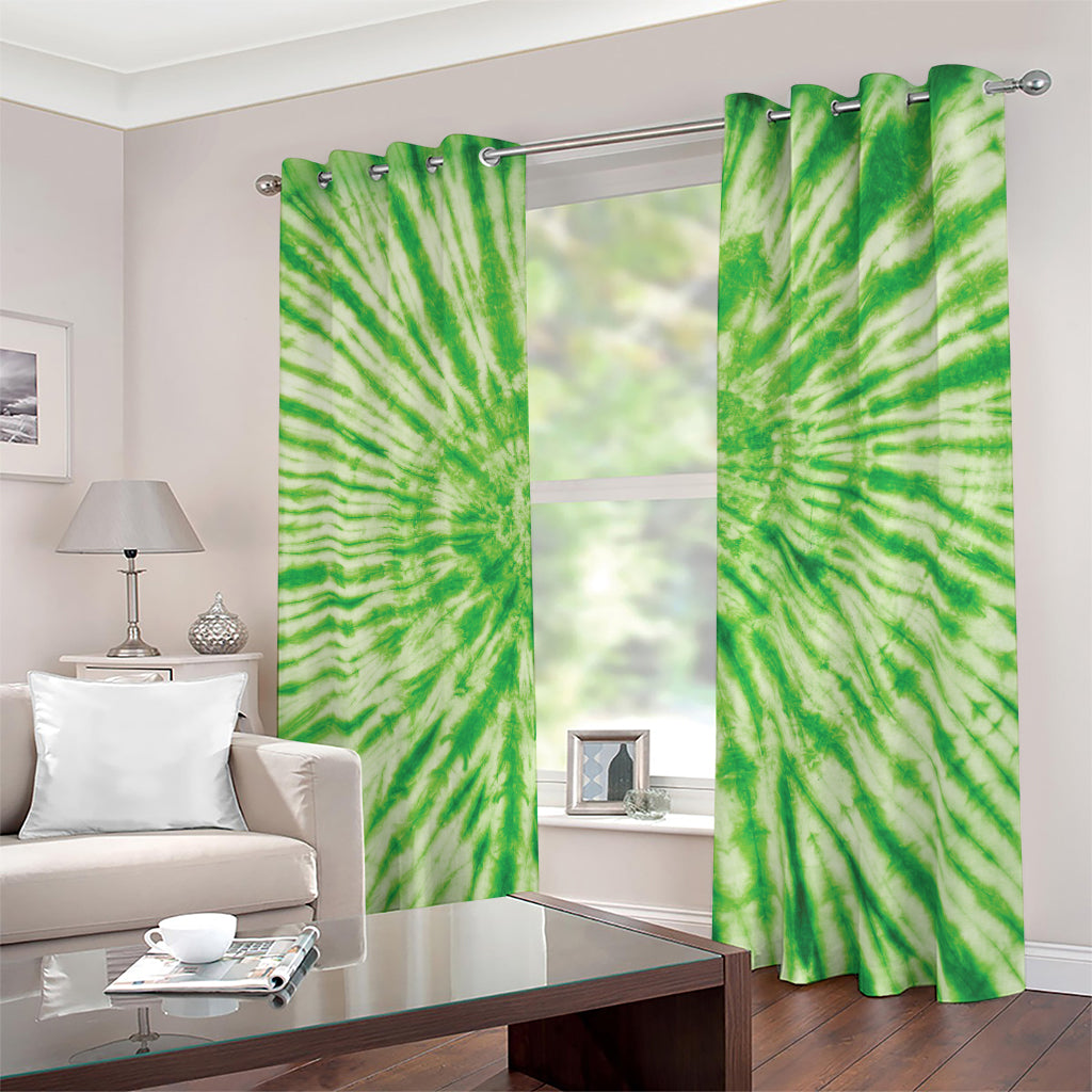 Green Tie Dye Print Blackout Grommet Curtains