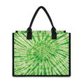 Green Tie Dye Print Canvas Tote Bag