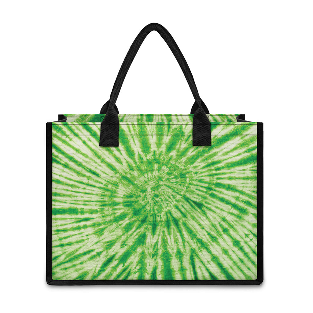 Green Tie Dye Print Canvas Tote Bag