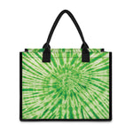 Green Tie Dye Print Canvas Tote Bag