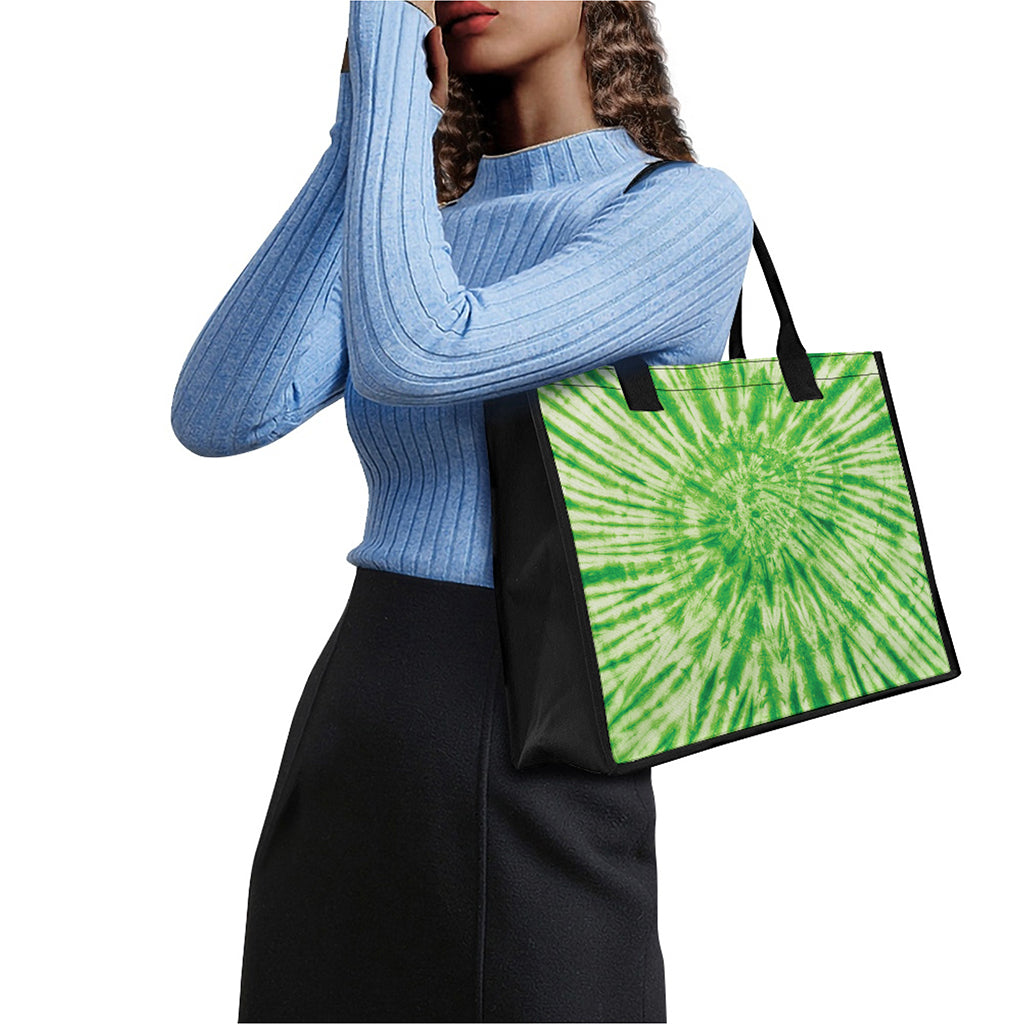 Green Tie Dye Print Canvas Tote Bag
