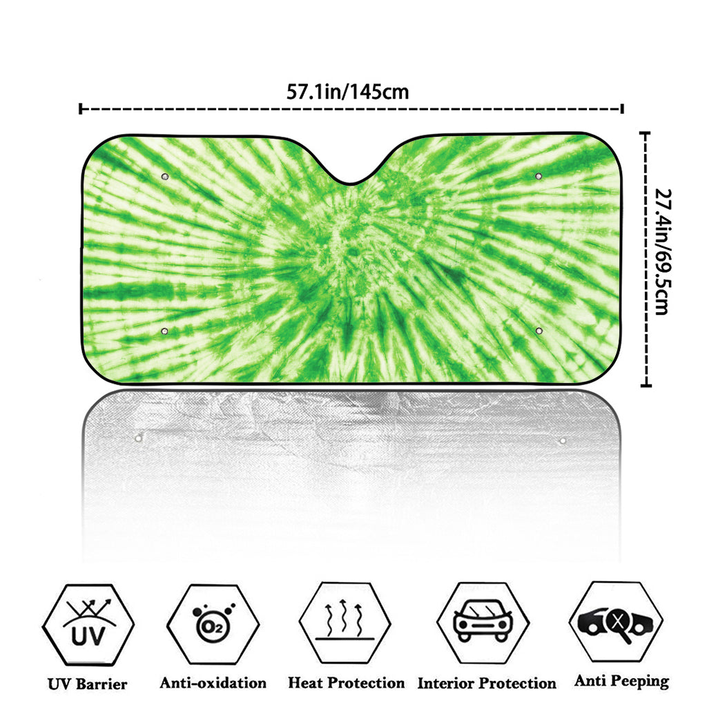 Green Tie Dye Print Car Windshield Sun Shade
