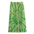 Green Tie Dye Print Cotton Front Slit Maxi Skirt